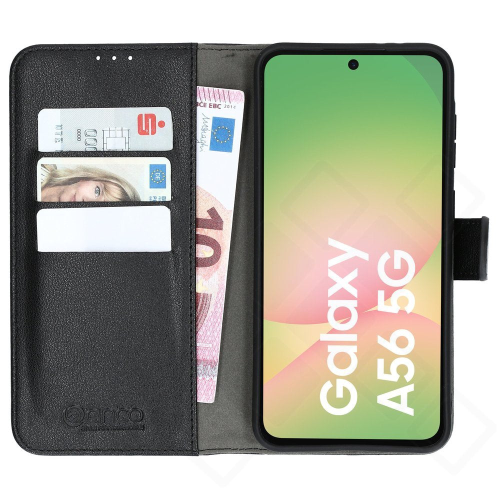 anco Basic Bookcase für Samsung Galaxy A56 5G – PU Leder Hülle mit Kartenfach