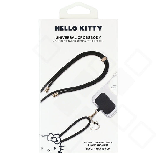 Hello Kitty Crossbody Strap mit Charm – Smartphone Lanyard schwarz