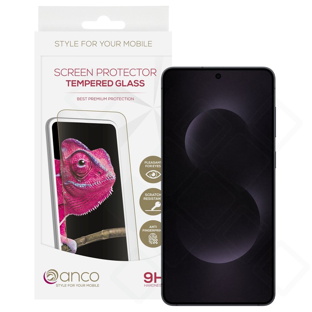 anco Tempered Glass Fullscreen für Samsung Galaxy S25 Edge – 9H Schutzglas Schwarz