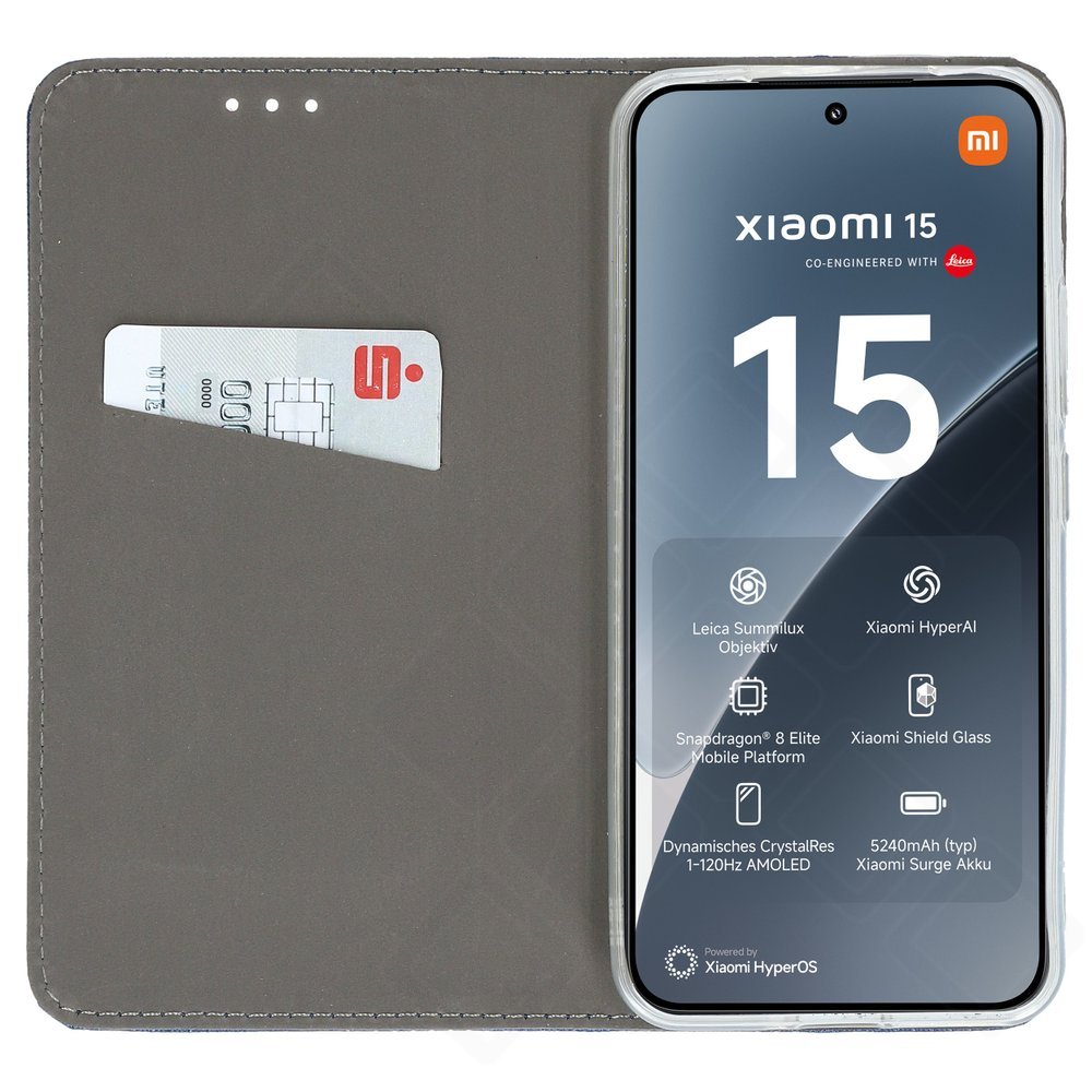 anco Magnetic Bookcase für Xiaomi 15 – PU Leder Hülle mit Kartenfach