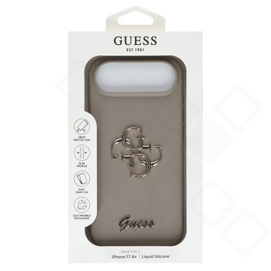 iPhone Air Hülle | Guess 4G Silicone Script Big Metal Logo Case Braun