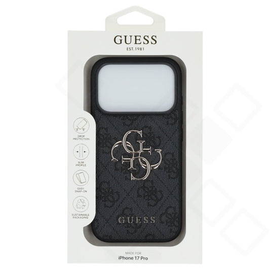 iPhone 17 Pro Hülle | Guess PU 4G Metal Logo Case Rosa & Schwarz
