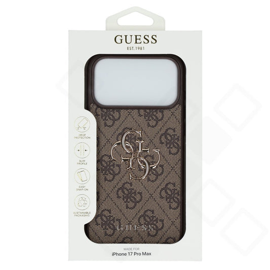 iPhone 17 Pro Max Hülle | Guess PU 4G Metal Logo Case Rosa, Braun & Schwarz