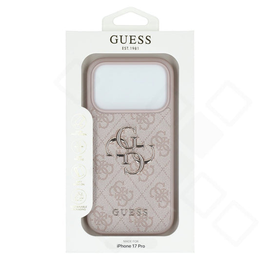 iPhone 17 Pro Hülle | Guess PU 4G Metal Logo Case Rosa & Schwarz