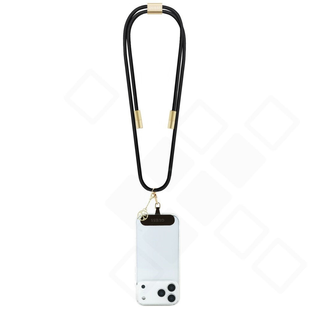 Guess Nylon Crossbody Strap – Universelles Smartphone-Lanyard mit 4G Charm & integriertem USB-C Ladekabel (1,6m)