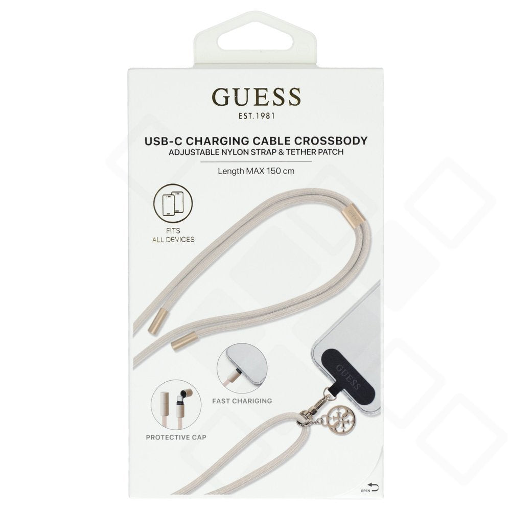 Guess Nylon Crossbody Strap mit 4G Charm & USB-C Kabel (1,6 m)