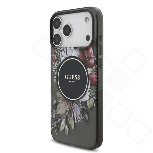 Guess IML Flowers Strap MagSafe Case für Apple iPhone 17 Pro Max – Rückansicht
