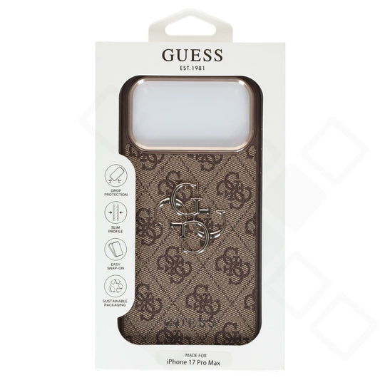iPhone 17 Pro Max Hülle | Guess PU 4G Metal Logo Case Braun