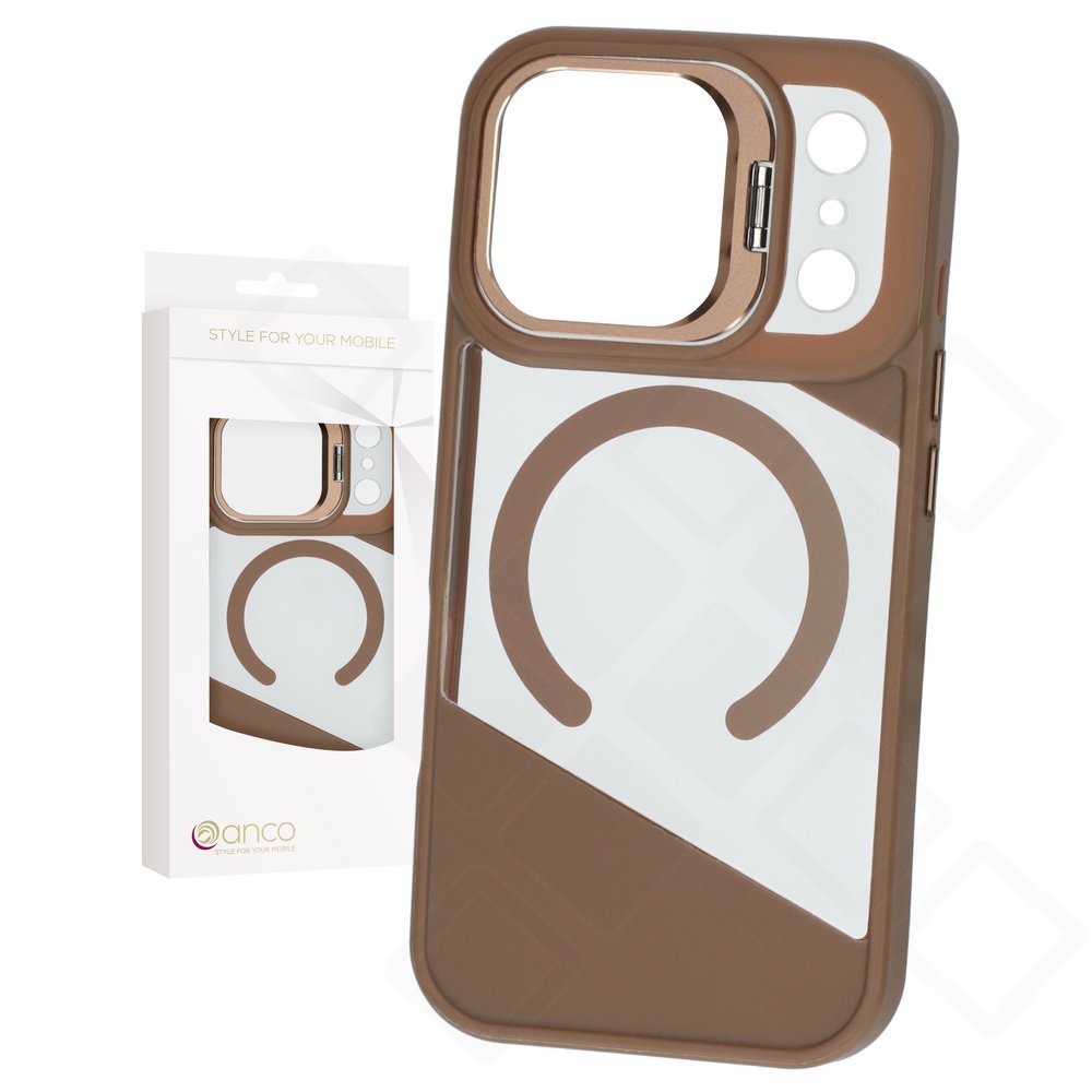 iPhone 17 Pro MagSafe Hülle Braun – anco Magnetic Fusion Case mit Kameraständer