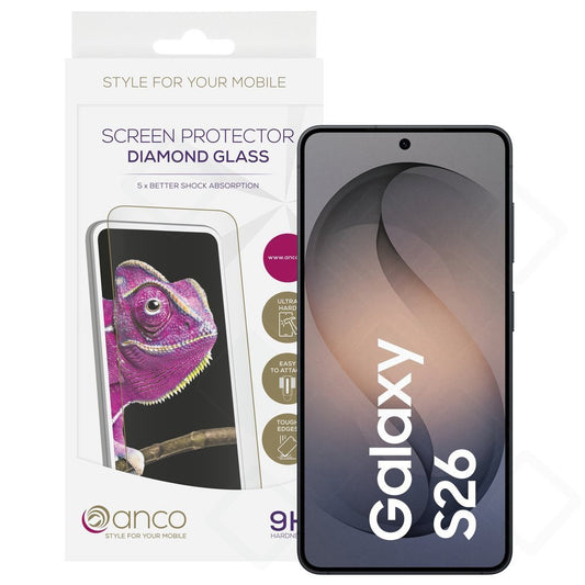 anco Diamond Glass für Samsung Galaxy S26 – schwarzer Rand
