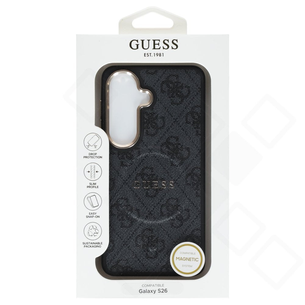 Guess PU Leather 4G Gold Frame Magnetic Case – Galaxy S26 | Schwarz, Braun, Pink