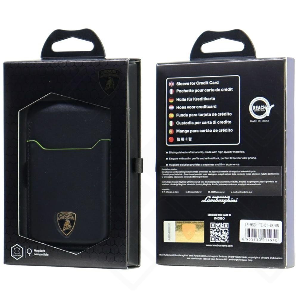 Lamborghini Leather MagSafe Cardslot Stand - grün