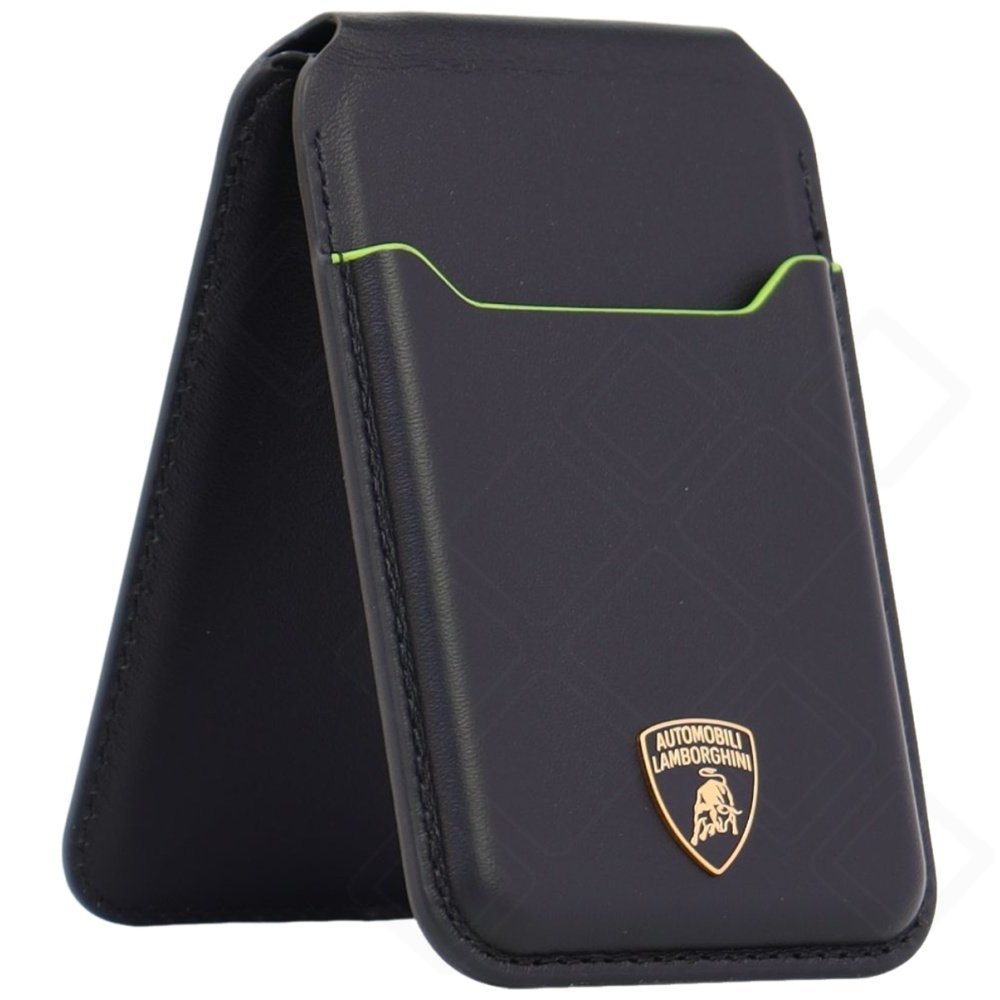 Lamborghini Leather MagSafe Cardslot Stand - grün