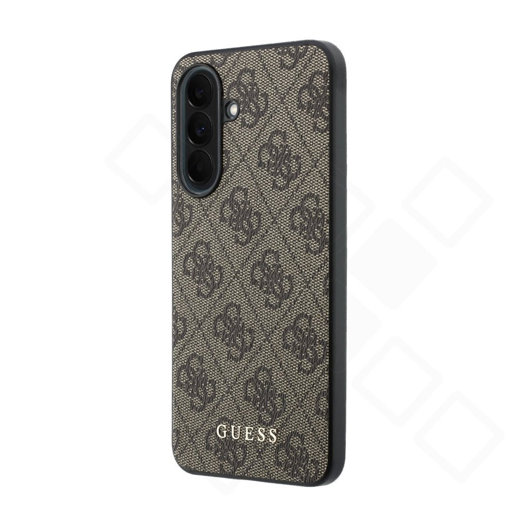 Original Guess PU 4G Metal Classic Logo Case für Samsung Galaxy A37 – Schutzhülle aus Öko-Leder in Braun