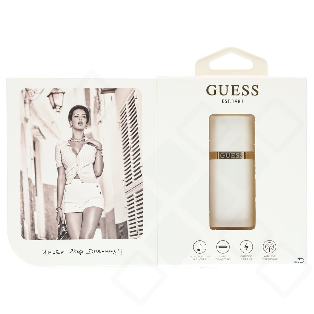 Guess Lipstick Shape TWS Wireless Earphones Weiß – Kabellose Bluetooth In-Ear Kopfhörer mit Ladecase