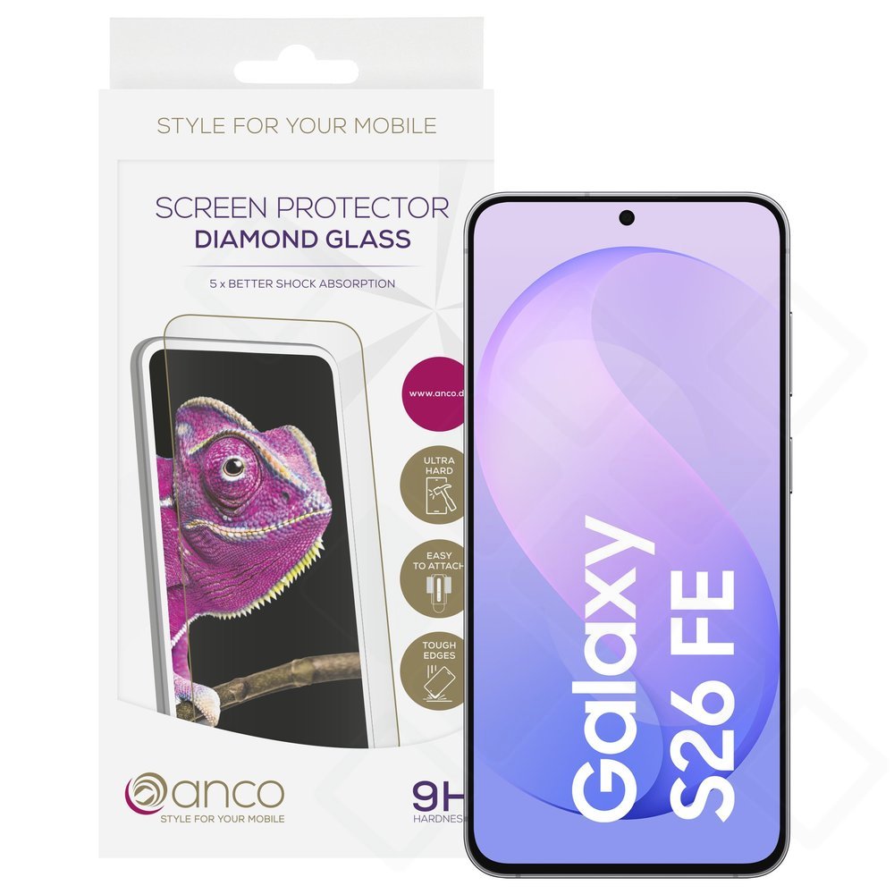 anco Diamond Glass – Doppelt gehärtetes Panzerglas für Samsung Galaxy S26 FE (S741B)