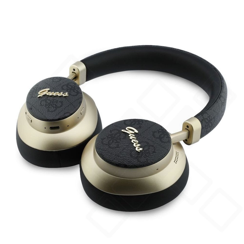 Guess PU 4G Gold Script Metal Logo ENC Wireless Earphones – Bluetooth Kopfhörer mit ENC und 30 Std. Akkulaufzeit