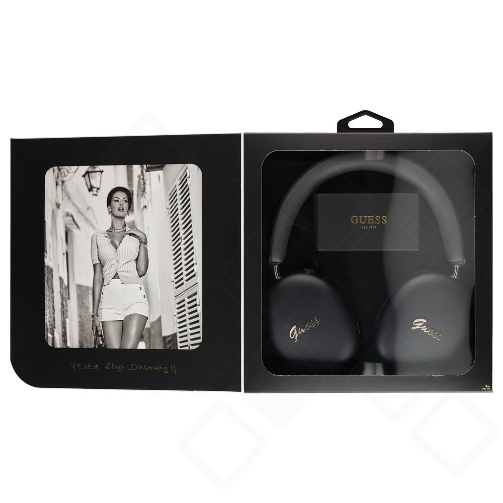 Guess Metallic Finish Gold Script Logo ENC Wireless Kopfhörer – Bluetooth Over-Ear Headphones mit ENC und bis zu 26 Stunden Akkulaufzeit