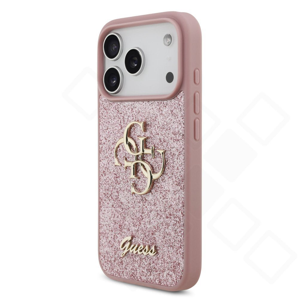 Guess PU Fixed Glitter 4G Metal Logo Case für iPhone 17 Pro / 18 Pro