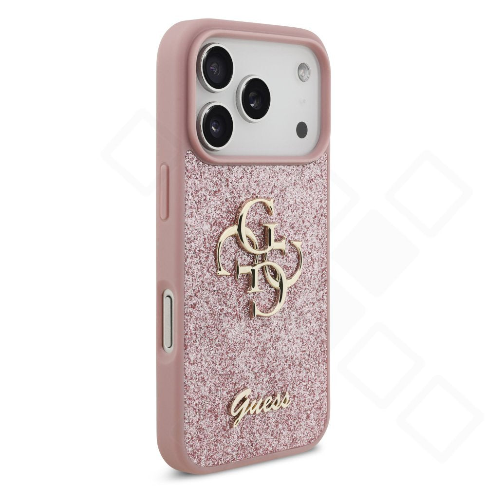 Guess PU Fixed Glitter 4G Metal Logo Case für iPhone 17 Pro / 18 Pro