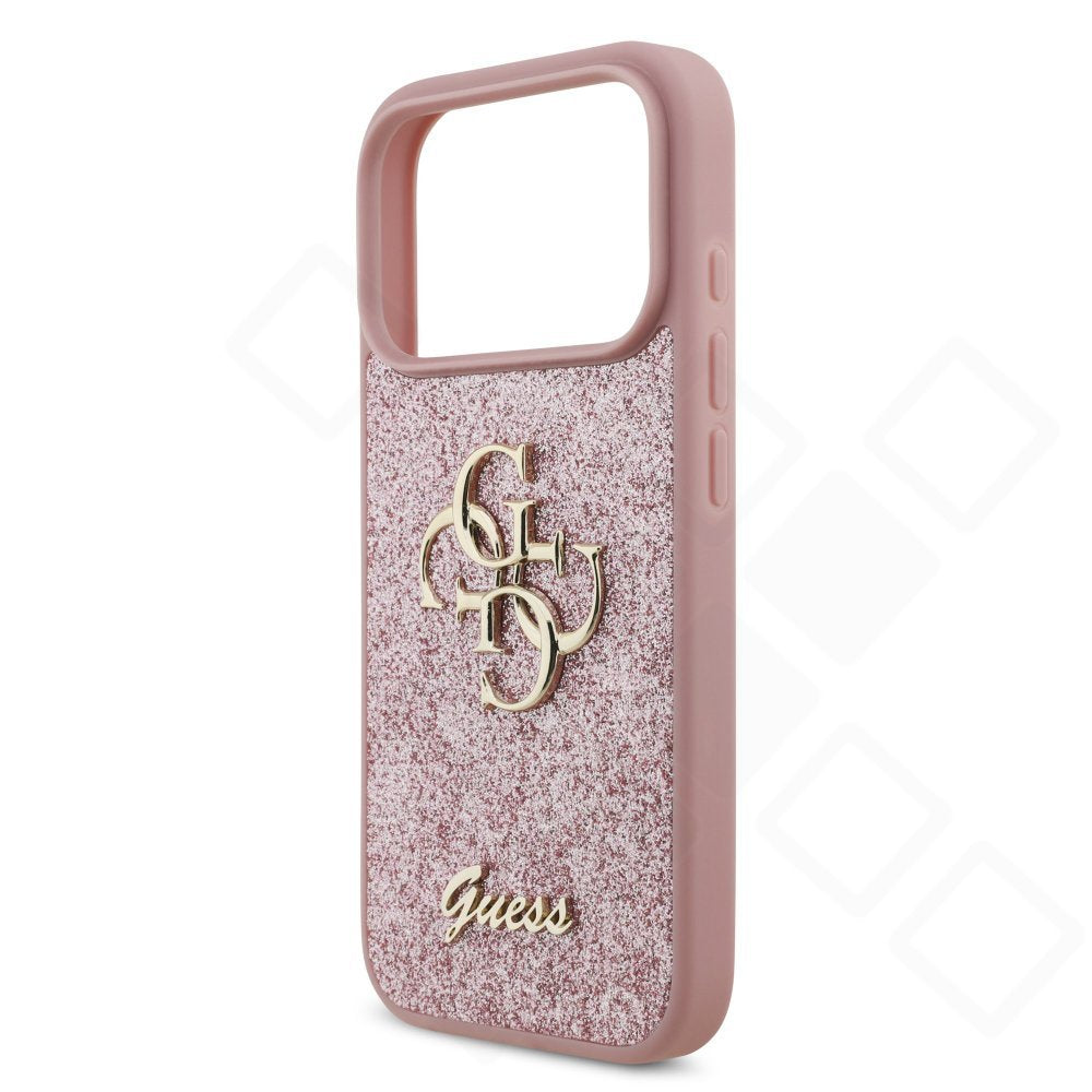 Guess PU Fixed Glitter 4G Metal Logo Case für iPhone 17 Pro / 18 Pro