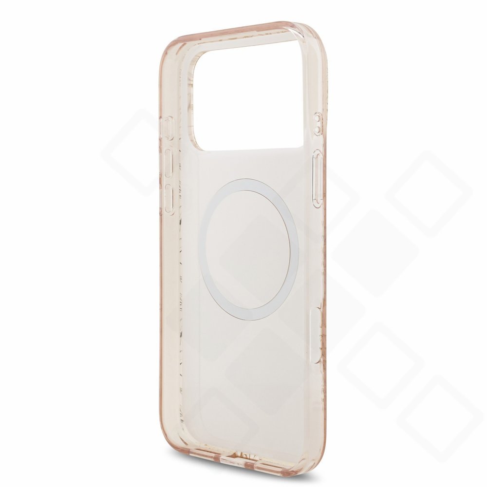 Original Guess IML Flowers Strap MagSafe Case für Apple iPhone 17 Pro Max / 18 Pro Max – Schutzhülle mit Perlen-Trageband