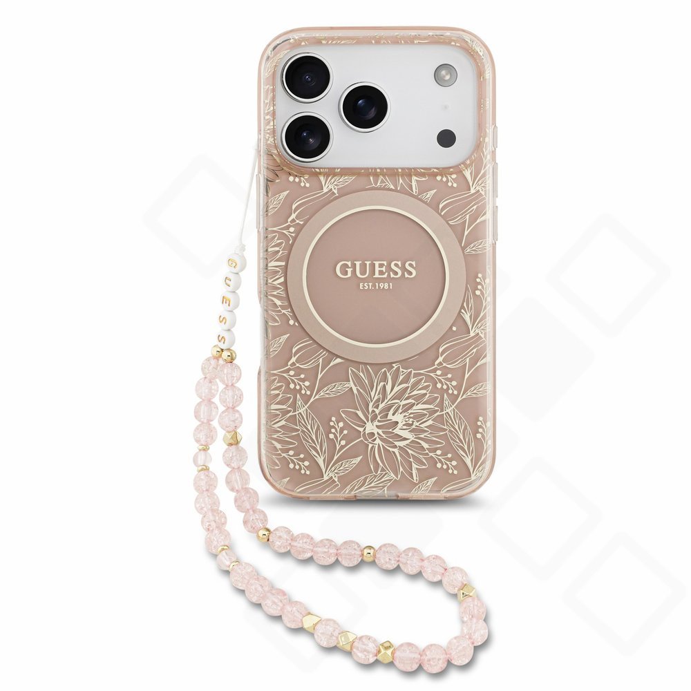 Guess IML Flowers Strap MagSafe Case für iPhone 17 Pro / 18 Pro