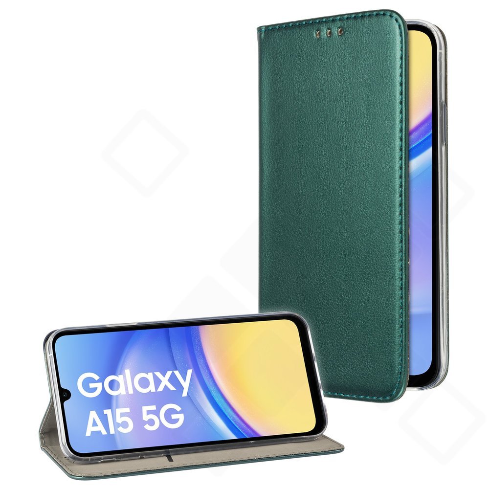 Bookcase basic magnetic für A155F, A156B Samsung Galaxy A15, A15 5G - dark green