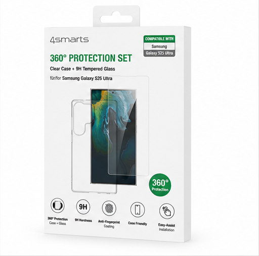 4smarts 360° Protection Set für Samsung Galaxy S25 Ultra – Schutzhülle + 9H Panzerglas