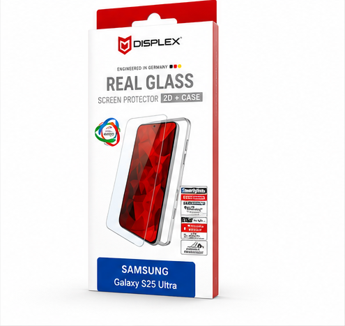 DISPLEX Real Glass + TPU Case für Samsung Galaxy S25 Ultra – 10H Schutzset