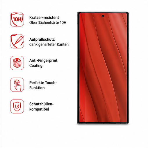DISPLEX Real Glass Panzerglas für Samsung Galaxy S25 Ultra – 10H Displayschutz mit EASY-ON Montagerahmen