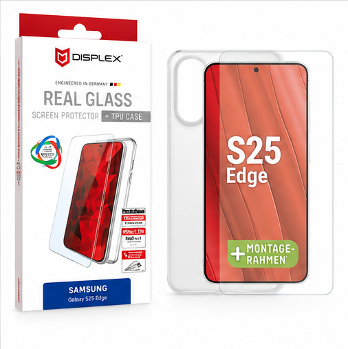 DISPLEX Real Glass + TPU Case für Samsung Galaxy S25 Edge – Schutzset 10H