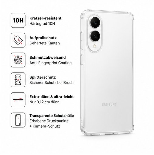 DISPLEX Real Glass + TPU Case für Samsung Galaxy S25 Edge – Schutzset 10H