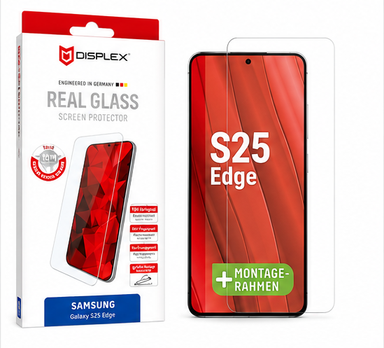 DISPLEX Real Glass Panzerglas für Samsung Galaxy S25 Edge – 10H Displayschutz