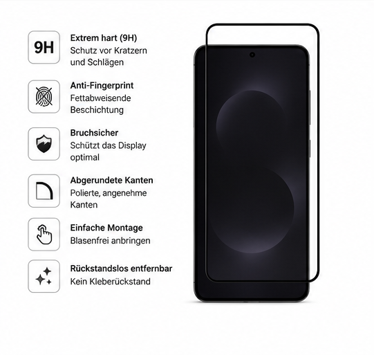 anco Panzerglas Fullscreen für Samsung Galaxy S25 Edge – Schwarz