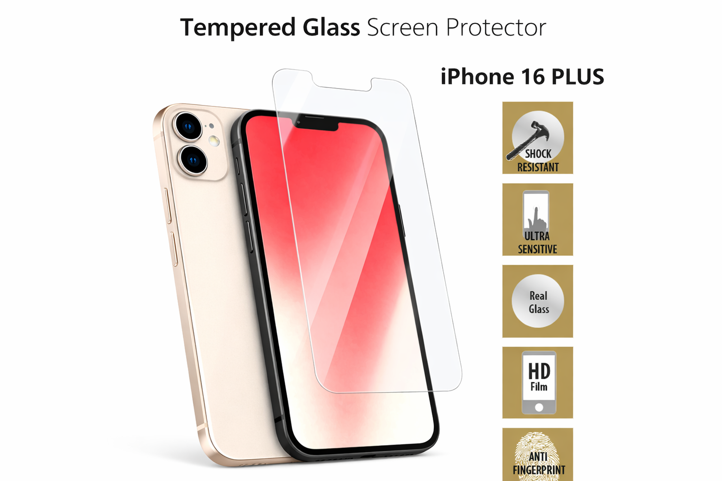 okkes Titan Plus Panzerglas für iPhone 15 Plus / 16 Plus – Echtglas Displayschutz