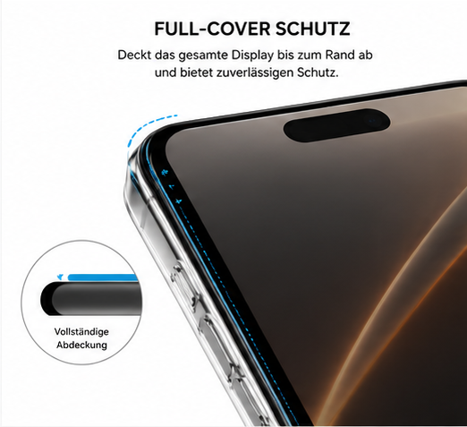 anco Panzerglas Fullscreen für Apple iPhone 16 Pro Max, 17 Pro Max & 18 Pro Max – 9H Schutzglas