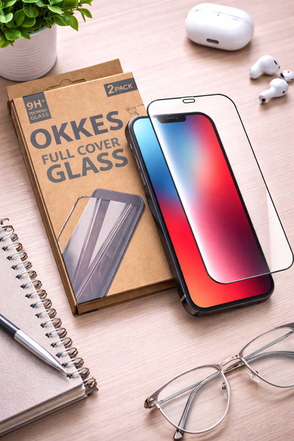 okkes 2in1 Fullcover Panzerglas für iPhone 15 / 16 – 2er Set