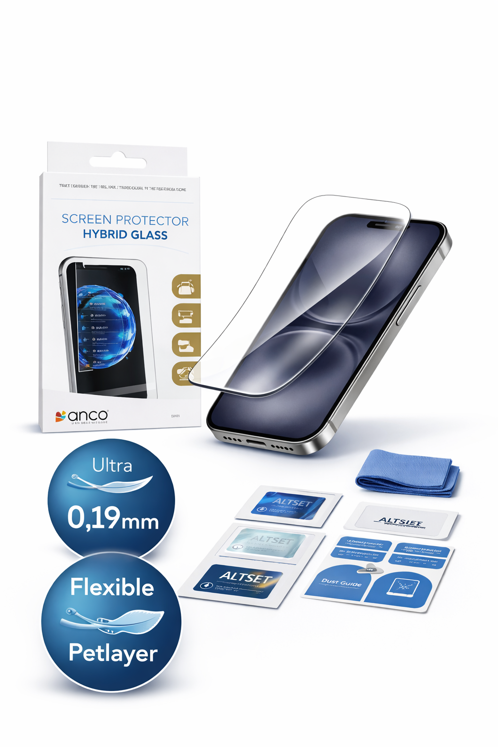 anco Hybrid Glass für Apple iPhone 16 – Flexibles Schutzglas