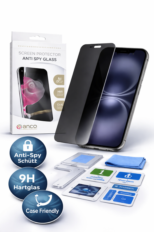 anco Privacy Panzerglas für Apple iPhone 16 – Anti-Spy 9H