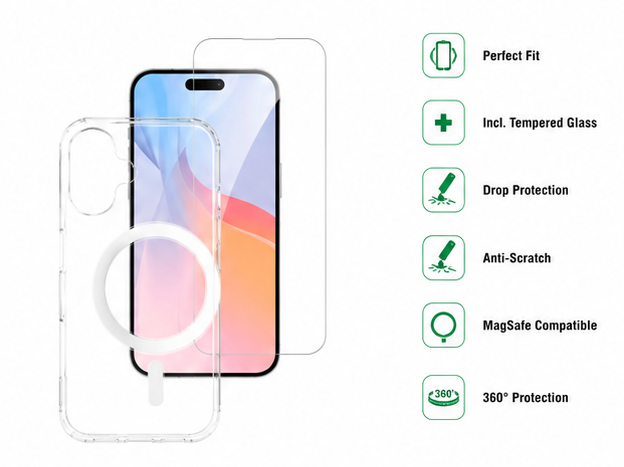 4smarts 360° Premium Protection Set für Apple iPhone 16 – MagSafe Hülle & Panzerglas