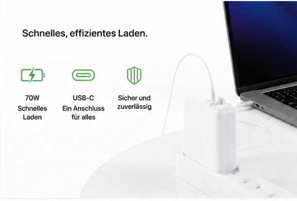 Apple 70W USB-C Power Adapter Original Netzteil Schnellladegerät MXN53ZM/A Weiß
