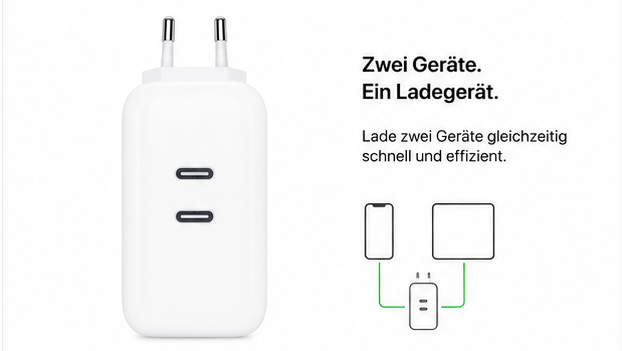 Apple 35W Dual USB-C Power Adapter – Original USB-C Netzteil 2 Port Schnellladegerät Weiß