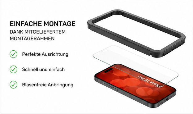 DISPLEX Real Glass + Case Set für Apple iPhone 15 Pro – Panzerglas & transparente Schutzhülle