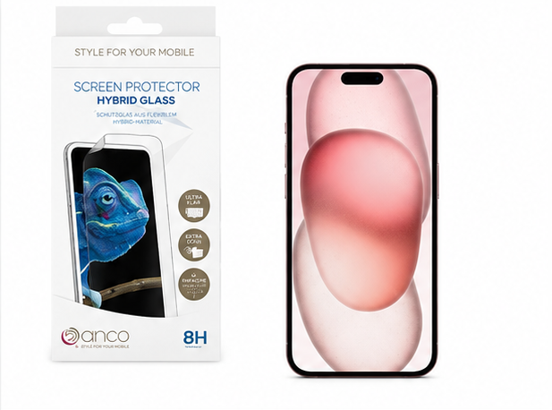 anco Hybrid Glass für Apple iPhone 15 Plus – Flexibles Panzerglas Displayschutz Schutzfolie
