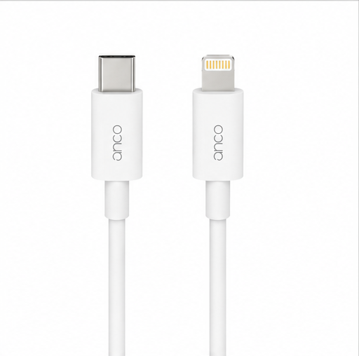 anco 30W USB-C Ladegerät mit Lightning Kabel MFi – Power Delivery Schnellladegerät Weiß