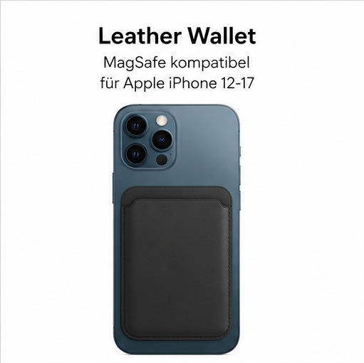 MagSafe Leder Wallet Kartenhalter für Apple iPhone 12–17 – Magnetisches Kartenetui Schwarz