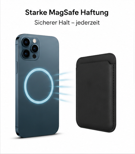 MagSafe Leder Wallet Kartenhalter für Apple iPhone 12–17 – Magnetisches Kartenetui Schwarz