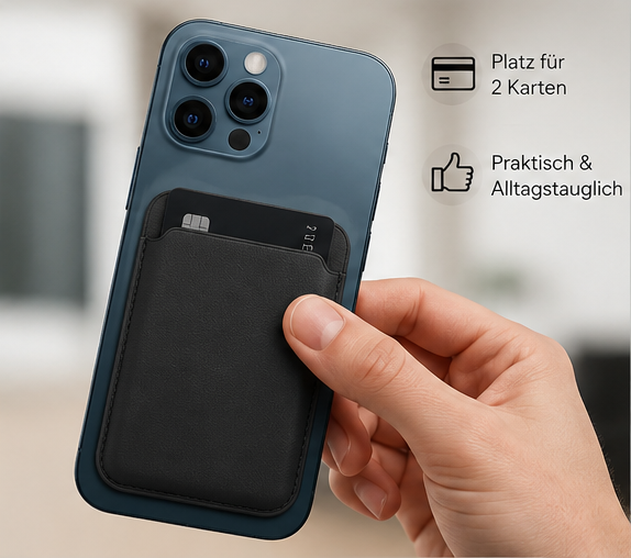 MagSafe Leder Wallet Kartenhalter für Apple iPhone 12–17 – Magnetisches Kartenetui Schwarz
