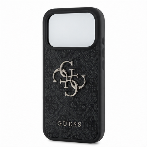 Guess PU 4G Metal Logo Handyhülle für Apple iPhone 17 Pro Schwarz Case